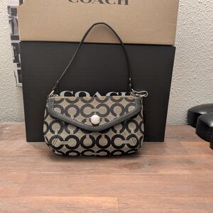 Coach Black & Khaki Signature Canvas Shoulder Bag